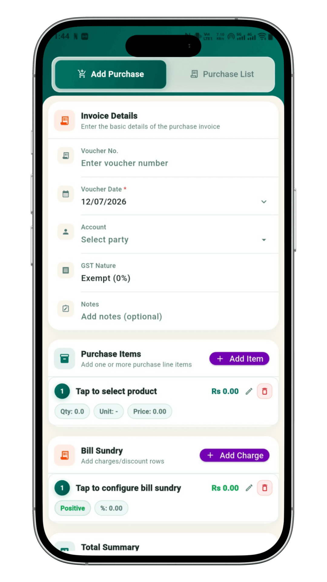 Invoice screenshot